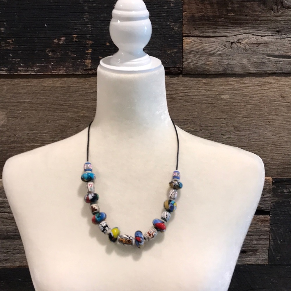 Vintage Trading Bead Necklace Mixed Colors